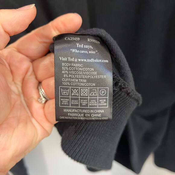 Ted Baker Men’s Shawl Collar Sweater Size 6 Black Cotton Blend Knit - Picture 4 of 6